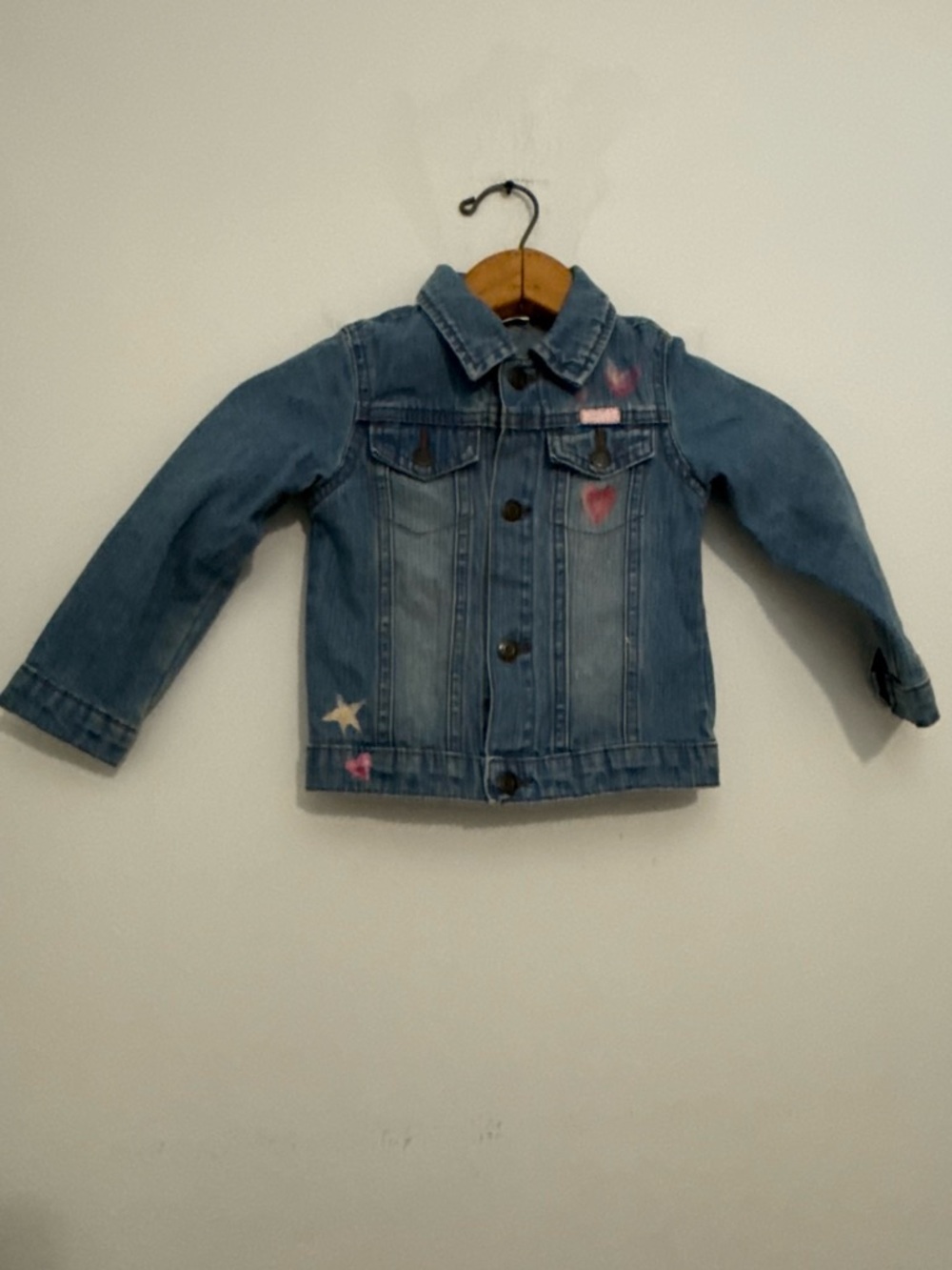 Girls' Blue Hand Painted Denim Jacket (Fully Painted on Back) Kidcore Fairy 2T